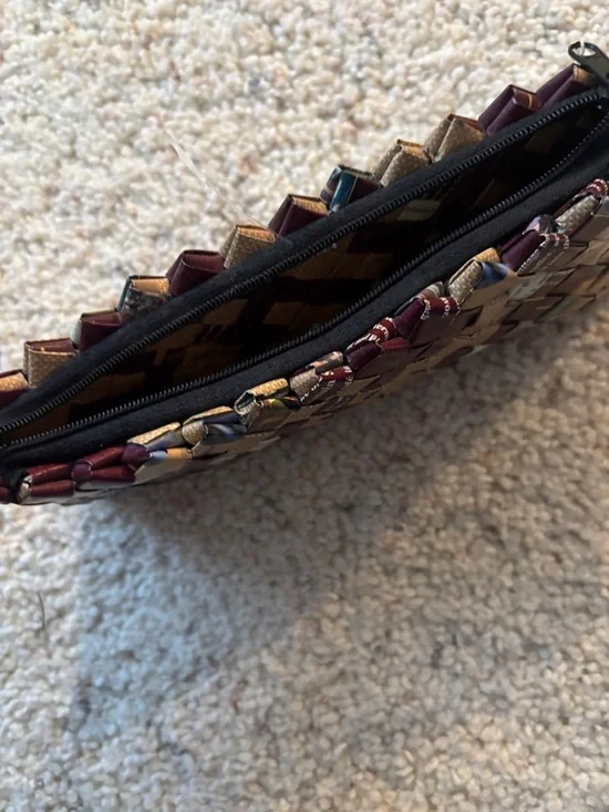 Upcycled Woven clutch with zipper NWOT - Picture 2 of 9